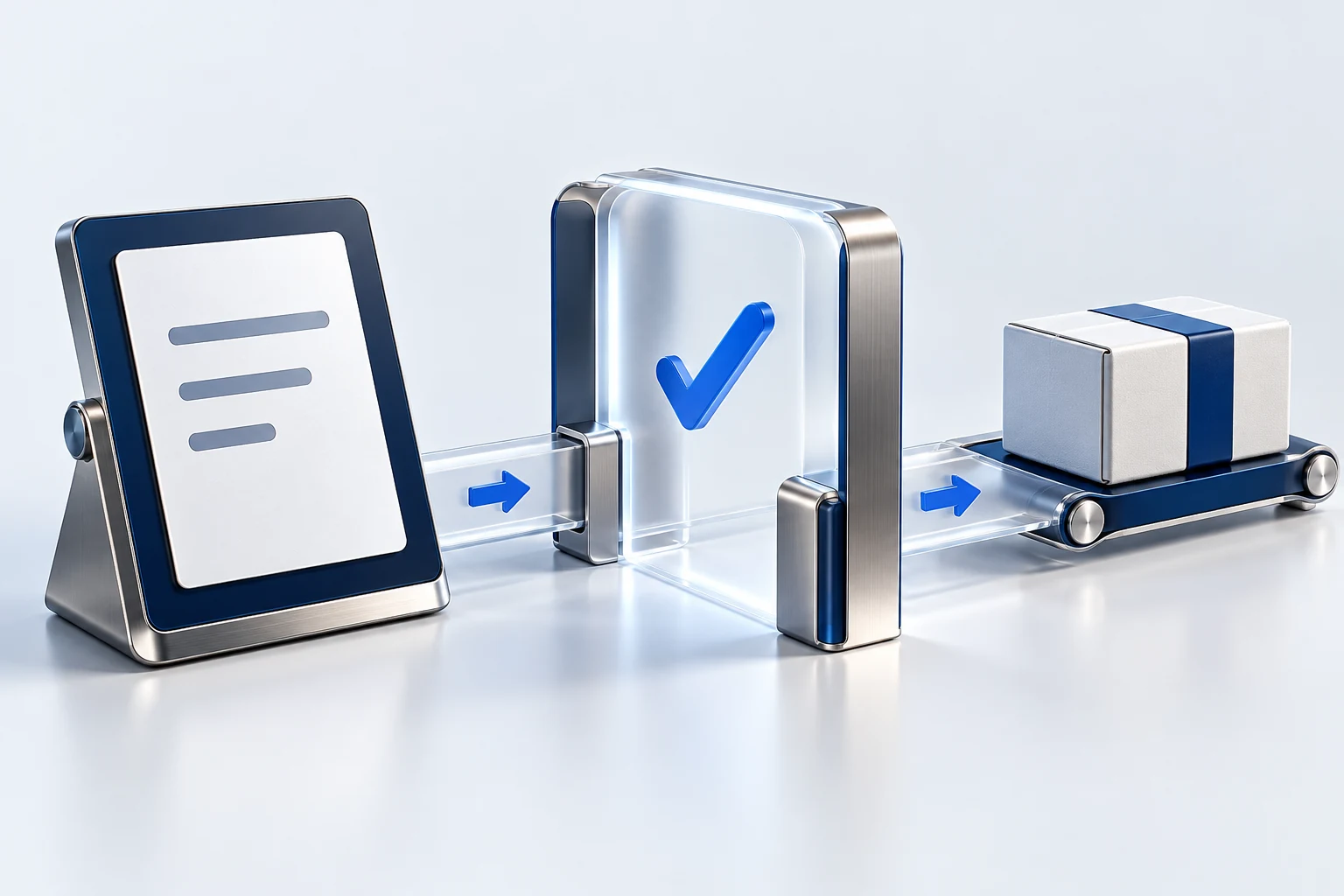 A customer order passes an approval gate before shipment.